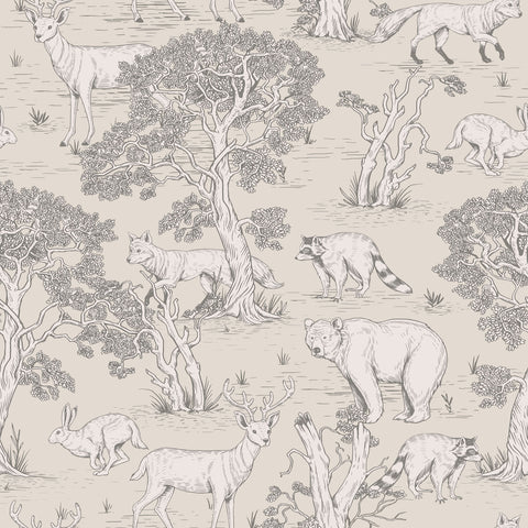 Woodland Animals Natural Wallpaper
