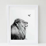 Black And White Lion Poster - Cozy Nursery