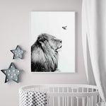 Black And White Lion Poster - Cozy Nursery