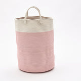 Woven Cotton Rope Storage Basket with Pom-Poms - Cozy Nursery