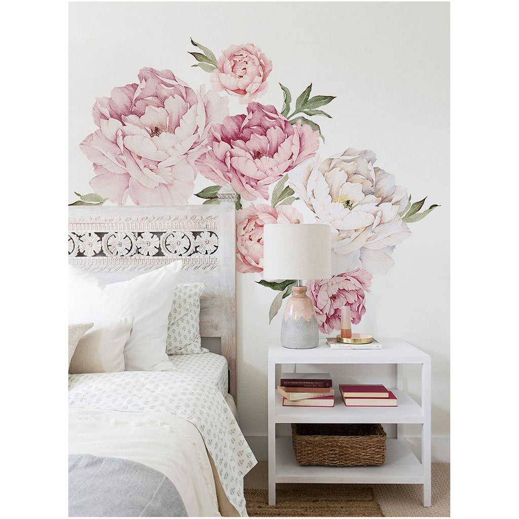 Pink Peony Flowers Wall Decals – Cozy Nursery