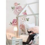 Pink Peony Flowers Wall Decals - Cozy Nursery