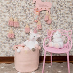 KIds Woven Cotton Rope Storage Baskets with Pom-Poms - Cozy Nursery