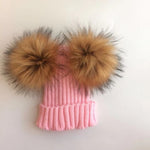 Winter Toddler Hat with Double Pompoms - Cozy Nursery
