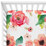 Baby Coral Watercolour Flowers Fitted Crib Sheet - Cozy Nursery