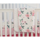 Boho Pink Peony Baby Bedding Ruffled Set - Cozy Nursery