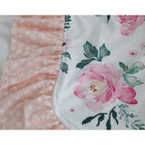 Boho Floral Minky Baby Ruffle Blanket White - Cozy Nursery