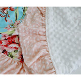 Floral Minky Baby Ruffle Blanket Mint - Cozy Nursery