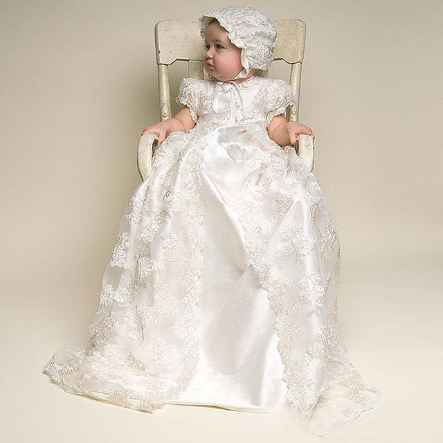Baby Girls Baptism Dress Christening Gown with Bonnet 18M - Walmart.com