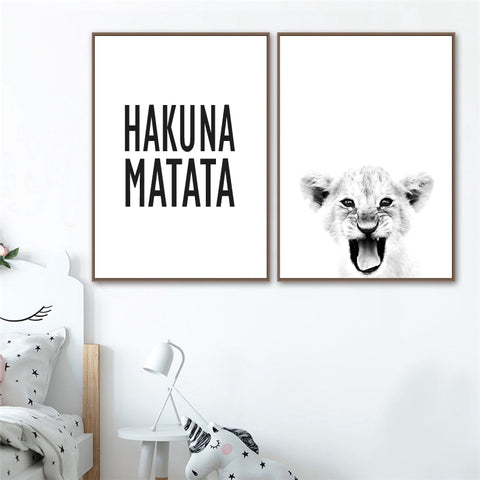 Hakuna Matata Baby Lion Poster - Cozy Nursery