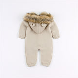 Winter Warm Children's Knitted Bear Rompers - Cozy Nursery