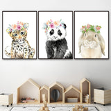 Baby Animals with Floral Crown Prints - Cozy Nursery