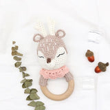 Handmade Crochet Wood Baby Teether - Cozy Nursery
