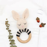 Handmade Crochet Wood Baby Teether - Cozy Nursery