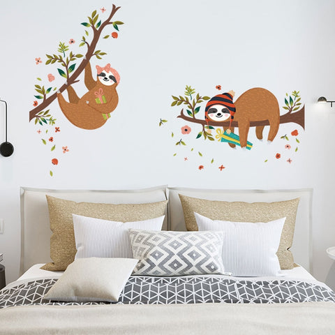 Two Sloths on the Tree Wall Sticker