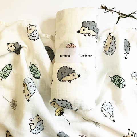 Hedgehog Swaddle 120x120 Baby Blanket - Cozy Nursery