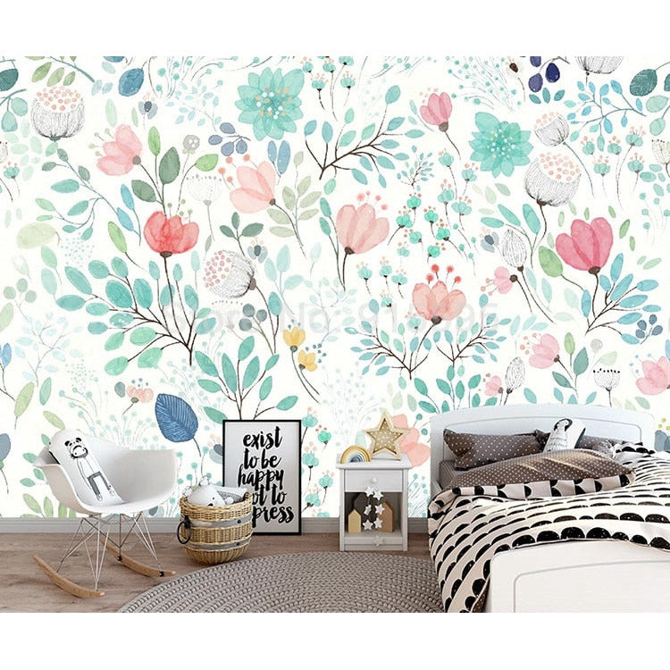 Botanical Tale Floral Wall Mural – Cozy Nursery
