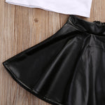 Mini Boss T-shirt Tops + Leather Skirt