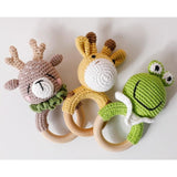 Zoo Animal Crochet Wooden Teether - Cozy Nursery