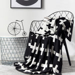 Knitted Reversible Swiss Cross Baby Blanket - Cozy Nursery