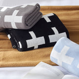 Knitted Reversible Swiss Cross Baby Blanket - Cozy Nursery