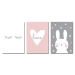 Nordic Rabbit Heart Eyelashes Poster - Cozy Nursery
