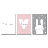 Nordic Rabbit Heart Eyelashes Poster - Cozy Nursery