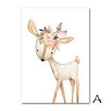 Floral Woodland Animals Poster - Cozy Nursery