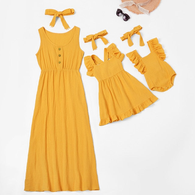 Matching Summer Mom Baby Dress Yellow / Baby 3-6M