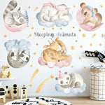 Wandaufkleber mit schlafenden Zootieren