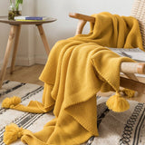 Knitted Tassels Throw Blanket
