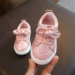 Bow Sequin Crib Shoes - Cozy Nursery