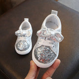 Bow Sequin Crib Shoes - Cozy Nursery