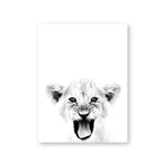 Lion Cub Black White Poster - Cozy Nursery
