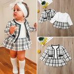 2Pcs Baby Girl Plaid Coat Dress