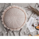 Knitted Sunflower Pompoms Pillow