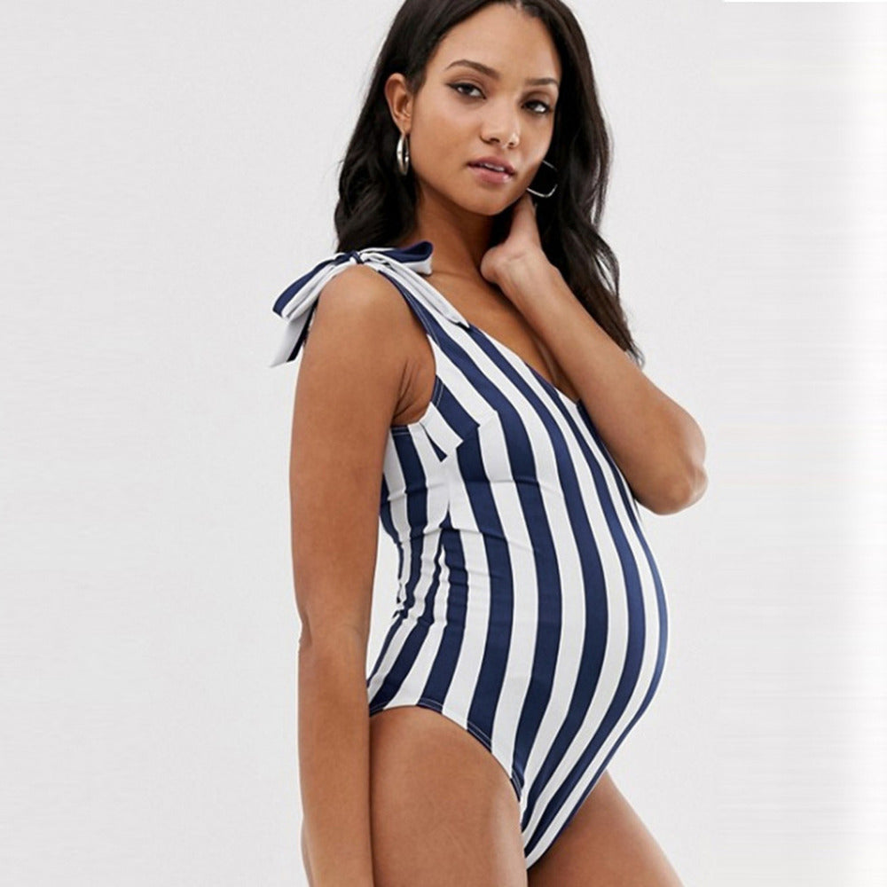 Ribbon Strap Maternity Swimsuit – Cozy Nursery