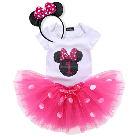 Baby Girls Pink Minnie Tutu Skirt Outfit for Kids Polka Dots Princess  Costumes for Birthday Party