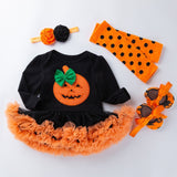 Set of Pumpkin Halloween Long Sleeve Dress
