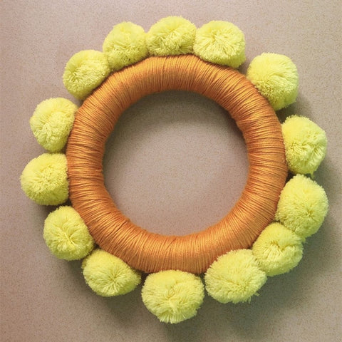 Handmade Sunflower Pompom Wreath