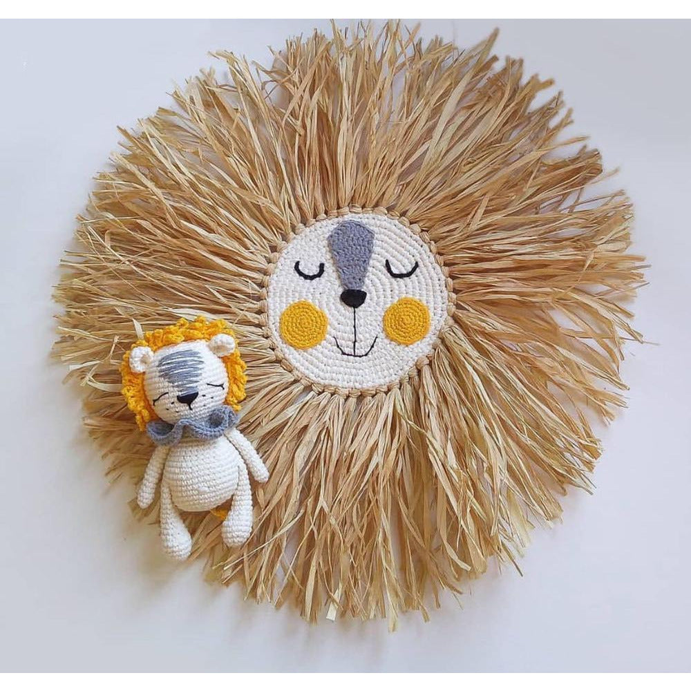 Lion Head Raffia Hanging Safari Boho Nursery Decor – Cozy Nursery