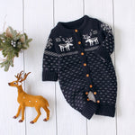 Knitted Button Deer Jumpsuit