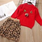 Winter-Leoparden-Pullover-Rock-Set