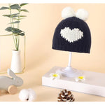Knitted Heart Pompom Hat