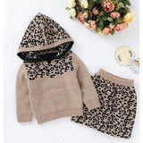 Leopard Hoodie and Skirt Set