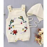 Floral Knitted Romper with Bonnet