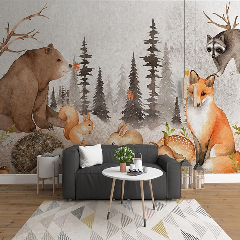 Woodland Nursery Animals Forest Wallpaper β Cozy Nursery