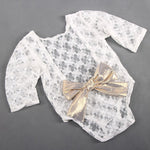 Baby Girl Lace Romper with Bow - Cozy Nursery