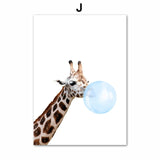 Animal Bubbles Horse Giraffe Dog Canvas Poster - Cozy Nursery