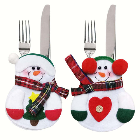 2pcs Snowman Christmas Fork Set Holder - Cozy Nursery